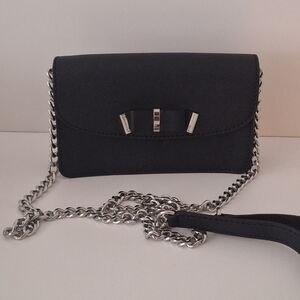 Michael Kors Kiera black leather clutch/shoulder bag
